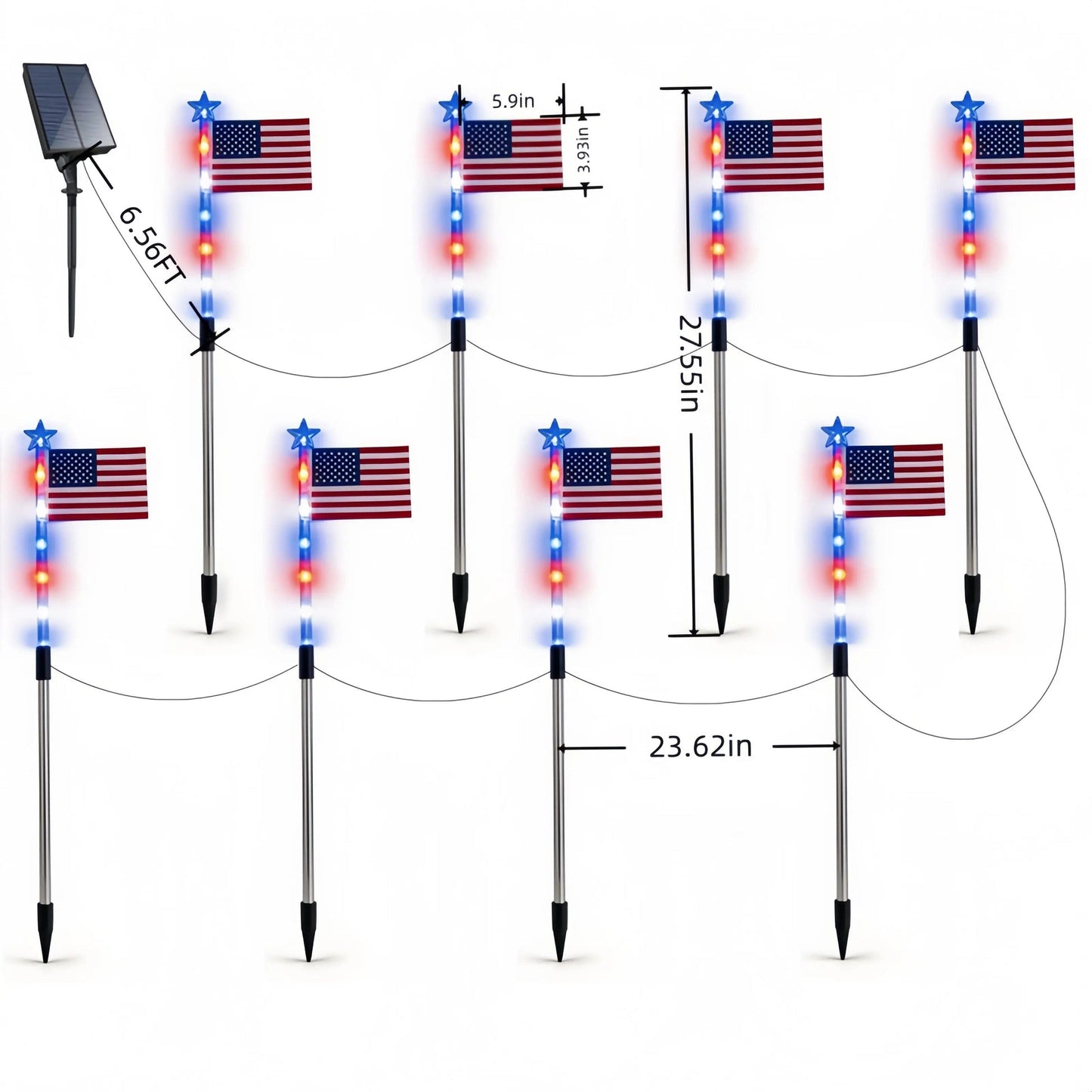 🔥Last Day 50% OFF 🔥MADE IN USA-8-Piece Flag Light Set🔥 – 4th of July Decorations✨