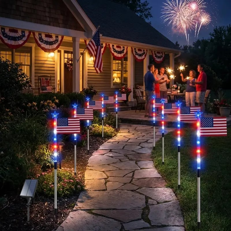 🔥Last Day 50% OFF 🔥MADE IN USA-8-Piece Flag Light Set🔥 – 4th of July Decorations✨